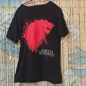 Game of Thrones Direwolf "The North Remembers" T-Shirt, Black, Medium